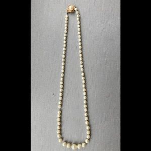 Pearl necklace 14 karat gold clasp 3-8  mm beads